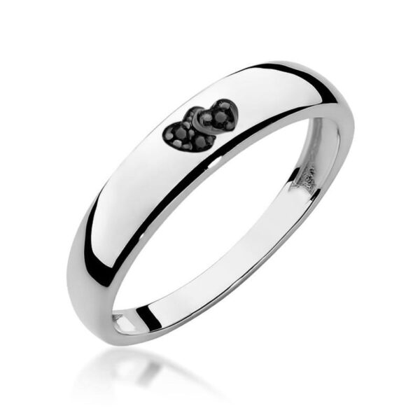 Białe Złoto Pierścionek z Czarnymi Diamentami 0,019 ct