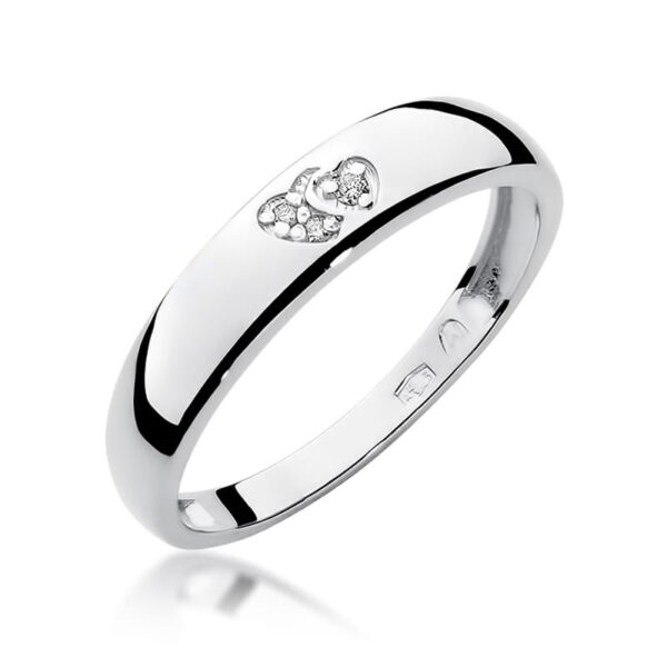 Białe Złoto Pierścionek z Diamentami 0,019 ct