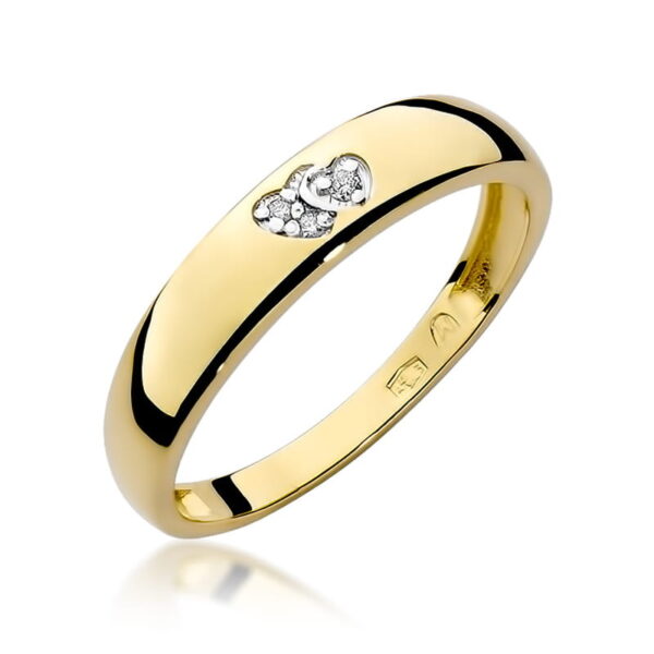 Żółte Złoto Pierścionek z Diamentami 0,019 ct