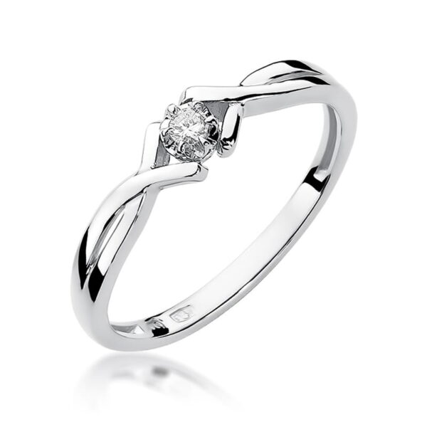 Białe Złoto Pierścionek z Diamentem 0,04 ct