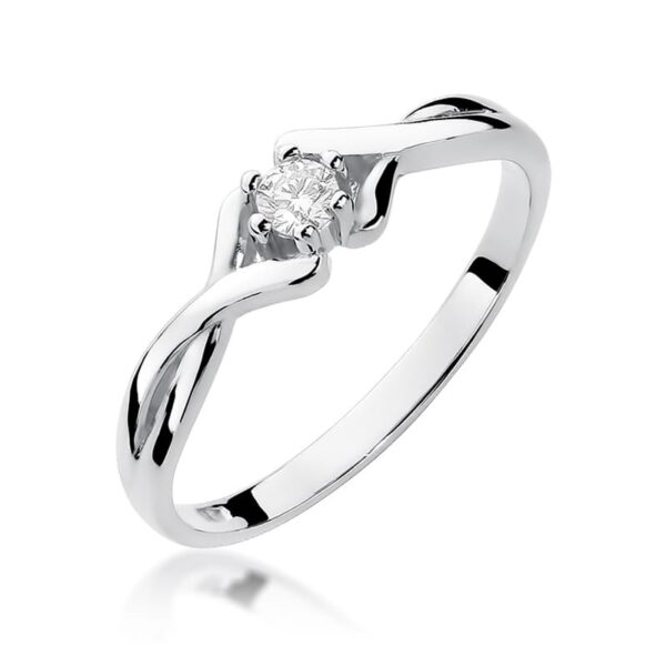 Białe Złoto Pierścionek z Diamentem 0,08 ct