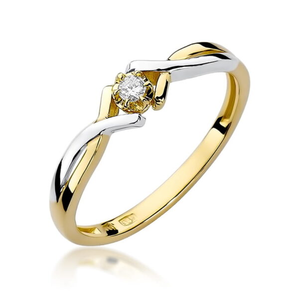 Żółte Złoto Pierścionek z Diamentem 0,04 ct