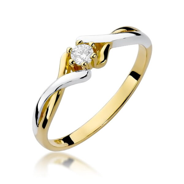 Żółte Złoto Pierścionek z Diamentem 0,10 ct