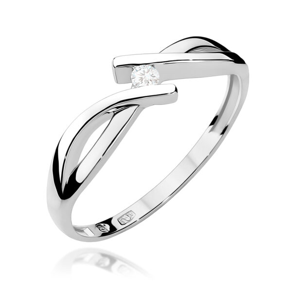 Białe Złoto Pierścionek z Diamentem 0,04 ct