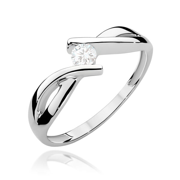 Białe Złoto Pierścionek z Diamentem 0,10 ct