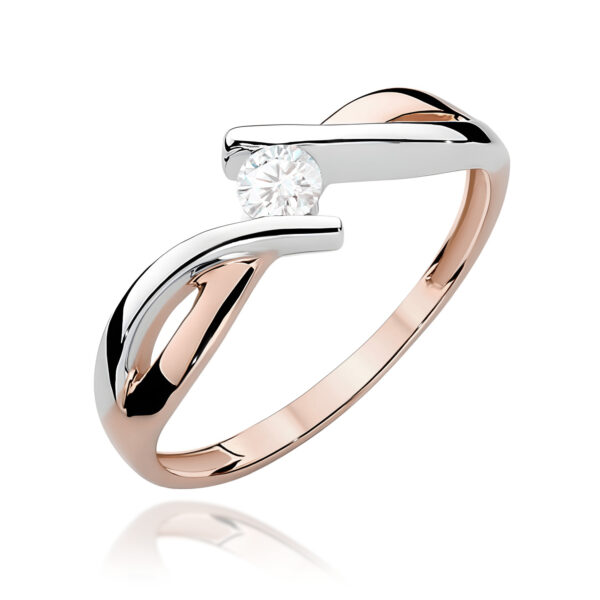 Różowe Złoto Pierścionek z Diamentem 0,08 ct