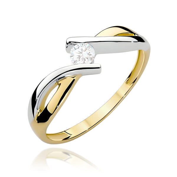 Żółte Złoto Pierścionek z Diamentem 0,10 ct