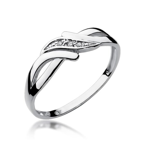 Białe Złoto Pierścionek z Diamentami 0,015 ct