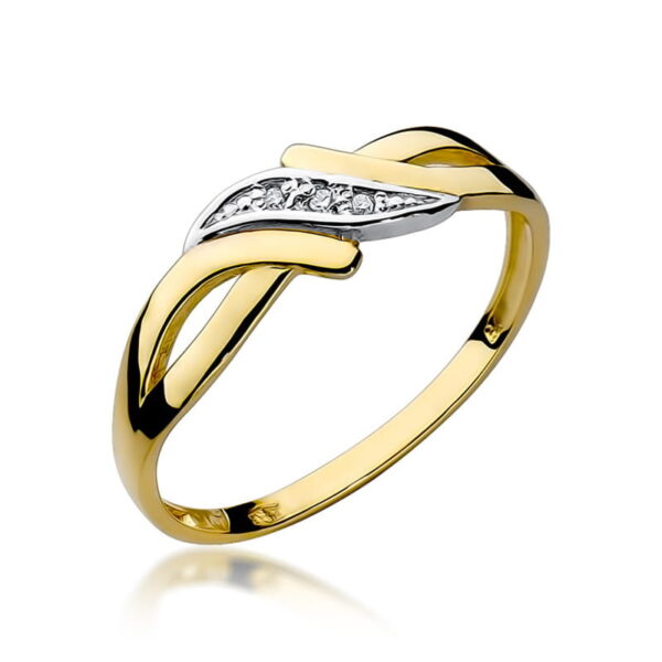 Żółte Złoto Pierścionek z Diamentami 0,015 ct