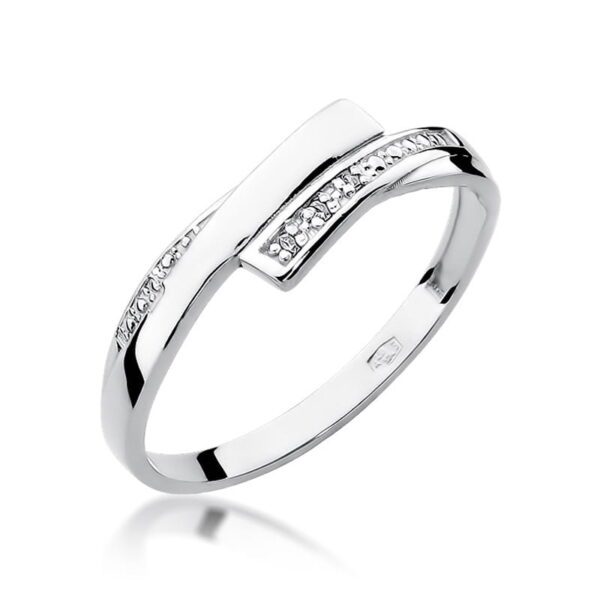 Białe Złoto Pierścionek z Diamentami 0,015 ct