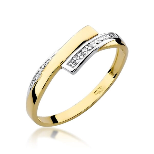 Żółte Złoto Pierścionek z Diamentami 0,015 ct