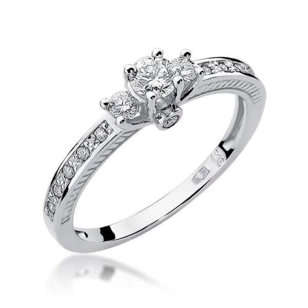 Białe Złoto Pierścionek z Diamentem 0,20 ct