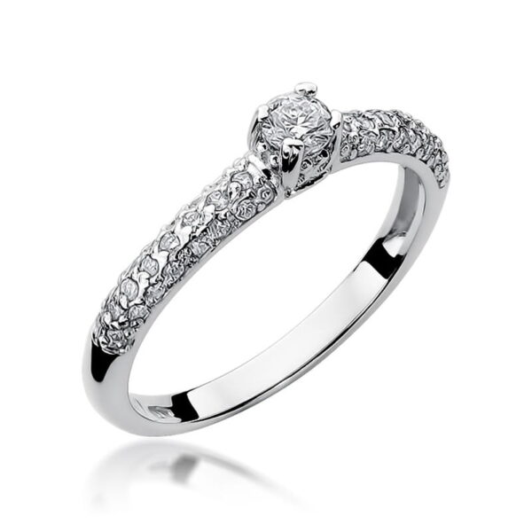 Białe Złoto Pierścionek z Diamentem 0,15 ct
