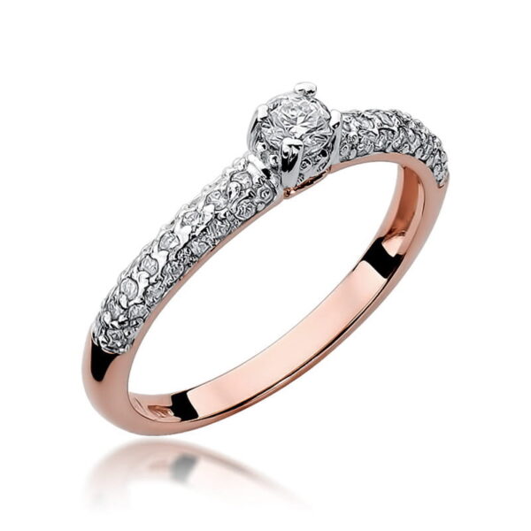 Różowe Złoto Pierścionek z Diamentem 0,15 ct
