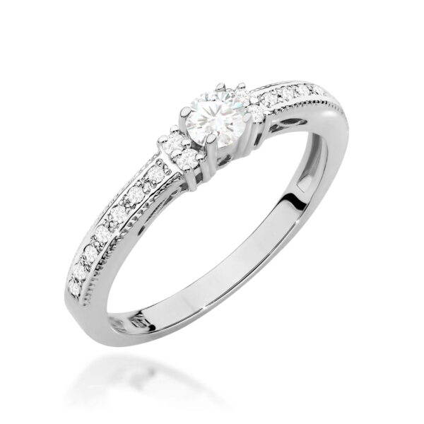 Białe Złoto Pierścionek z Diamentem 0,13 ct