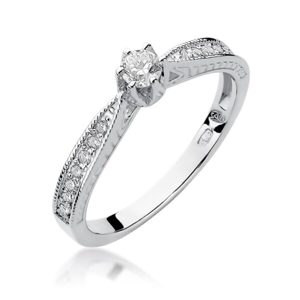 Białe Złoto Pierścionek z Diamentem 0,15 ct