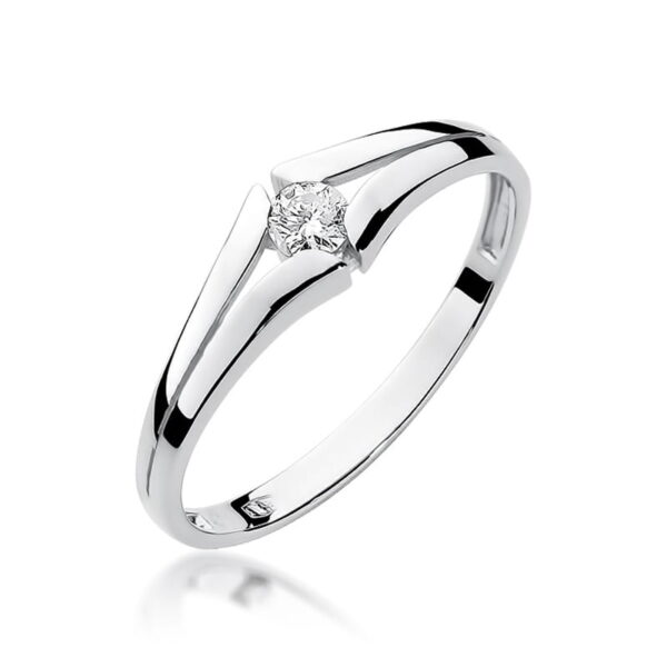 Białe Złoto Pierścionek z Diamentem 0,08 ct