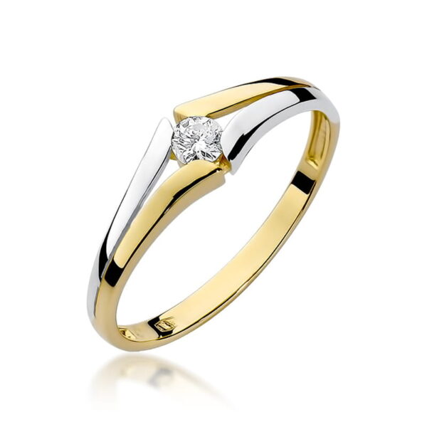 Żółte Złoto Pierścionek z Diamentem 0,10 ct