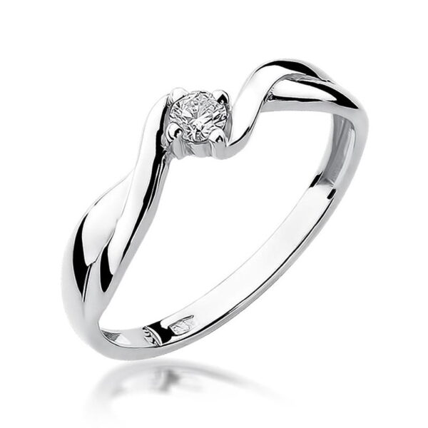 Białe Złoto Pierścionek z Diamentem 0,10 ct