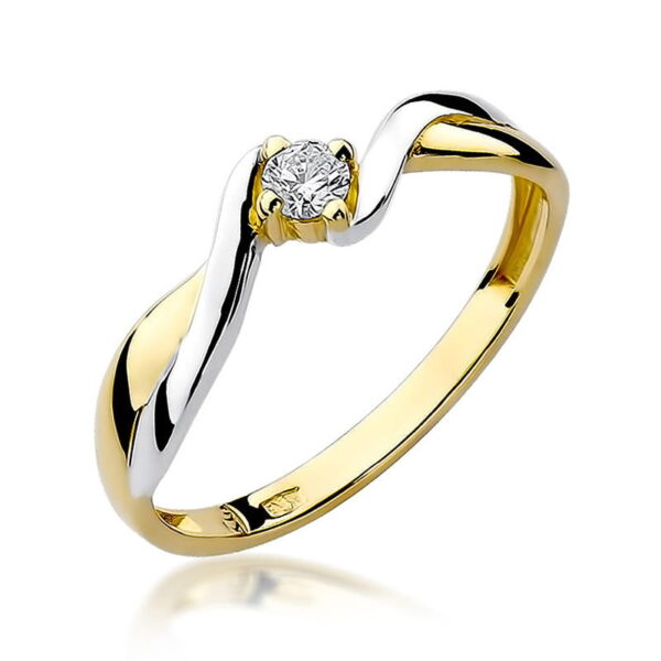 Żółte Złoto Pierścionek z Diamentem 0,10 ct