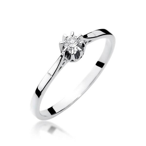 Białe Złoto Pierścionek z Diamentem 0,08 ct