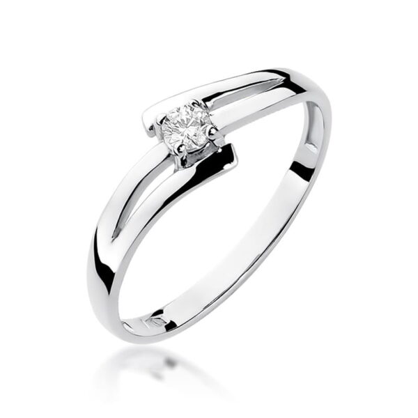 Białe Złoto Pierścionek z Diamentem 0,08 ct
