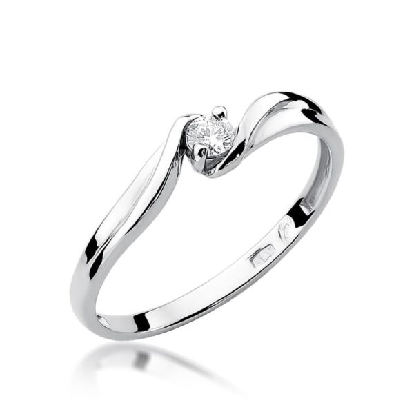Białe Złoto Pierścionek z Diamentem 0,10 ct