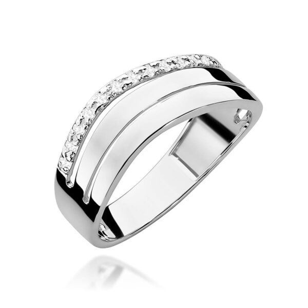 Białe Złoto Pierścionek z Diamentami 0,085 ct