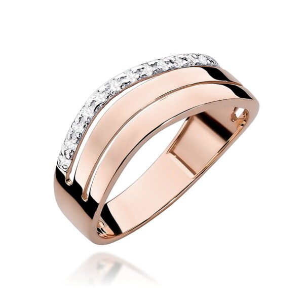 Różowe Złoto Pierścionek z Diamentami 0,085 ct