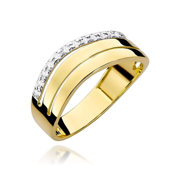 Żółte Złoto Pierścionek z Diamentami 0,085 ct