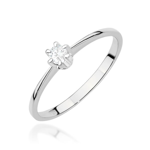 Białe Złoto Pierścionek z Diamentem 0,12 ct