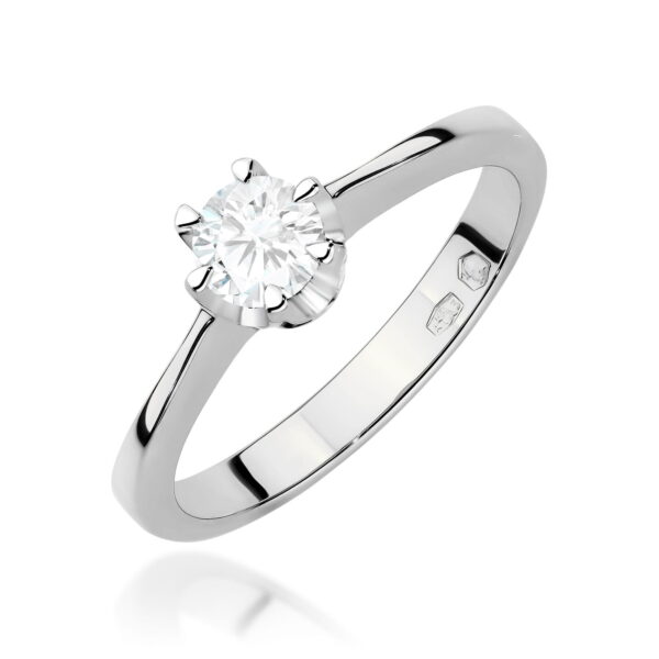 Białe Złoto Pierścionek z Diamentem 0,25 ct