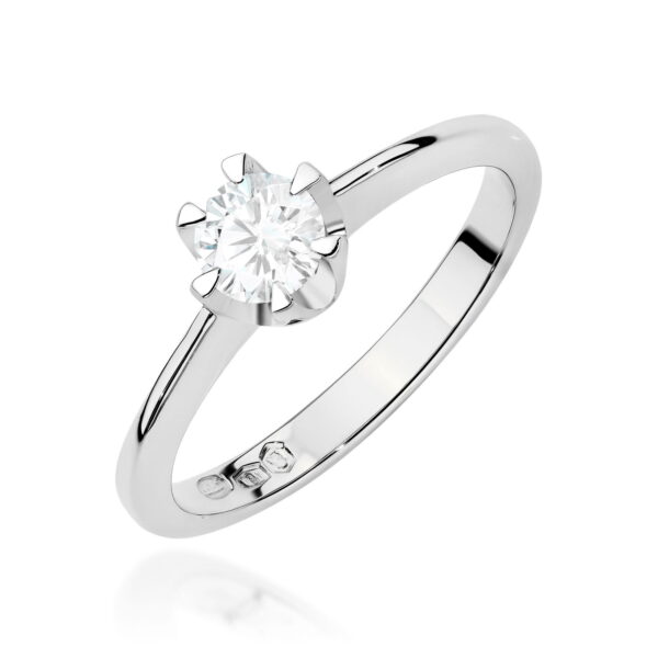Białe Złoto Pierścionek z Diamentem 0,70 ct