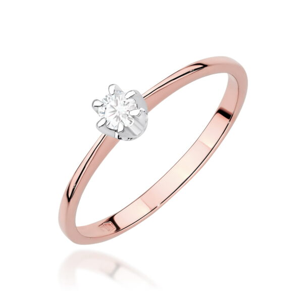 Różowe Złoto Pierścionek z Diamentem 0,15 ct