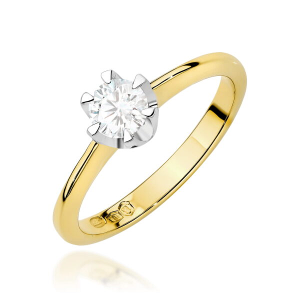 Żółte Złoto Pierścionek z Diamentem 0,70 ct
