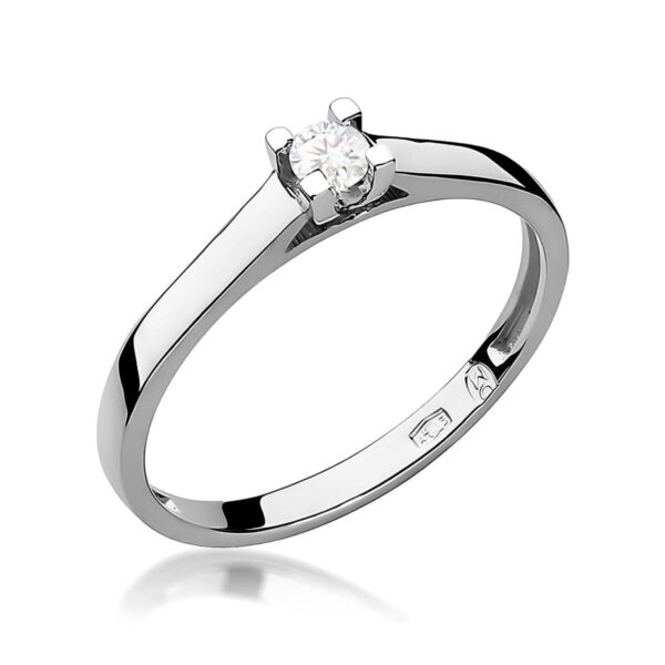 Białe Złoto Pierścionek z Diamentem 0,10 ct