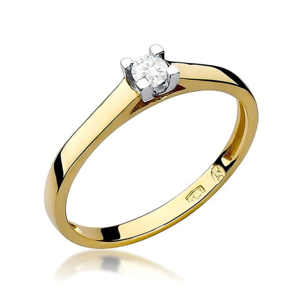 Żółte Złoto Pierścionek z Diamentem 0,08 ct