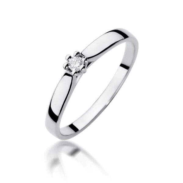 Białe Złoto Pierścionek z Diamentem 0,04 ct