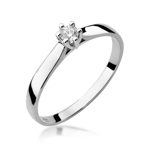 Białe Złoto Pierścionek z Diamentem 0,10 ct