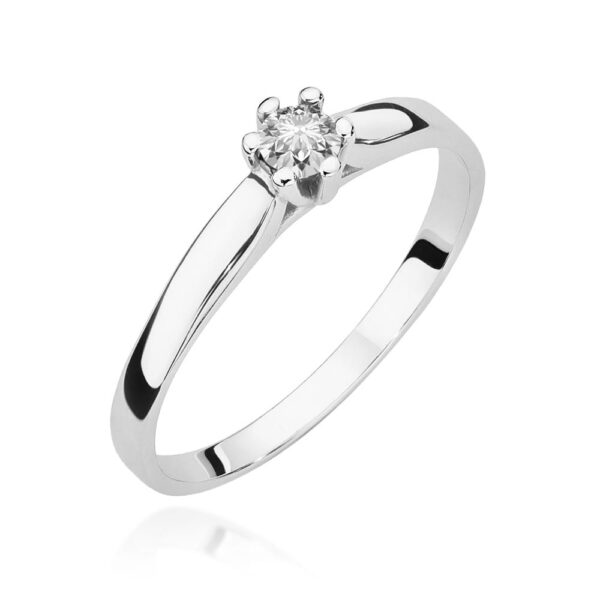 Białe Złoto Pierścionek z Diamentem 0,15 ct
