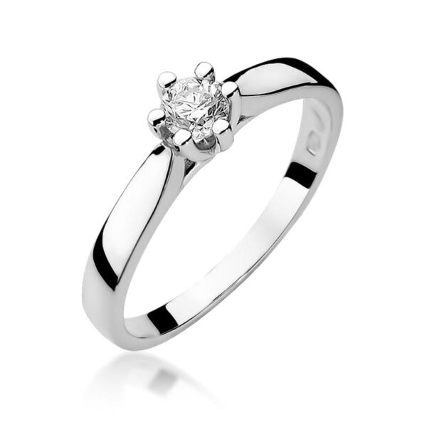 Białe Złoto Pierścionek z Diamentem 0,20 ct