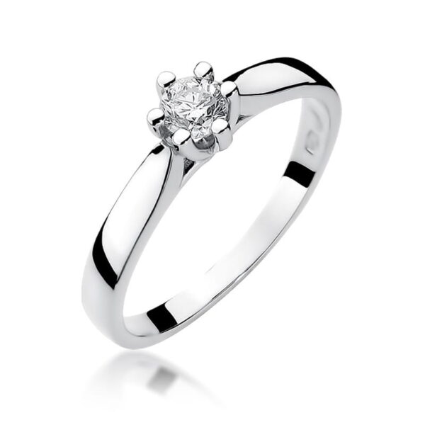 Białe Złoto Pierścionek z Diamentem 0,25 ct