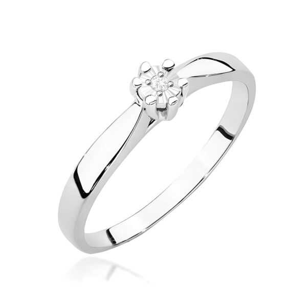 Białe Złoto Pierścionek z Diamentem 0,01 ct
