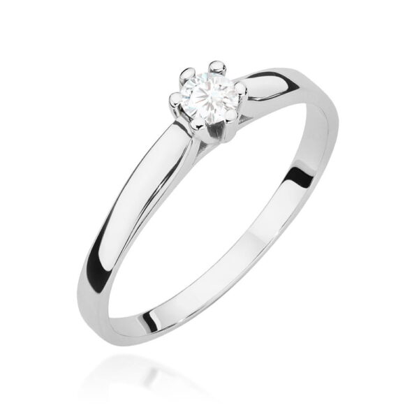 Białe Złoto Pierścionek z Diamentem Laboratoryjnym 0,15 ct