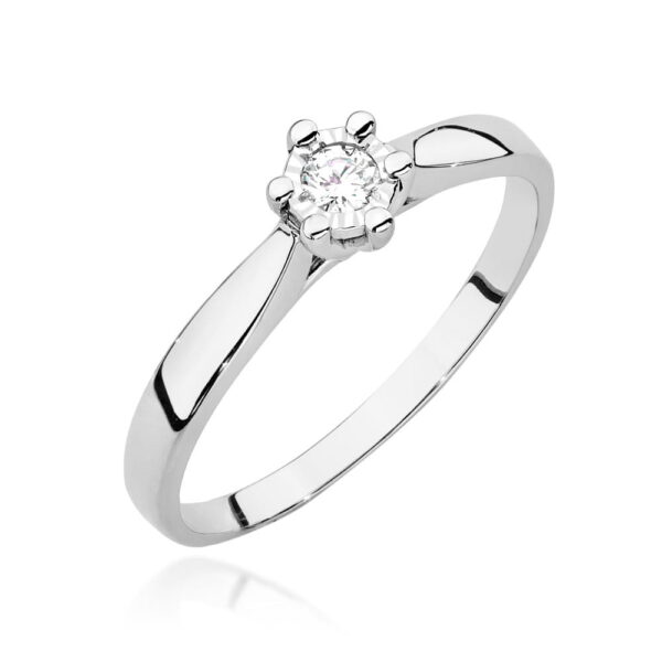 Białe Złoto Pierścionek z Diamentem Laboratoryjnym 0,08 ct