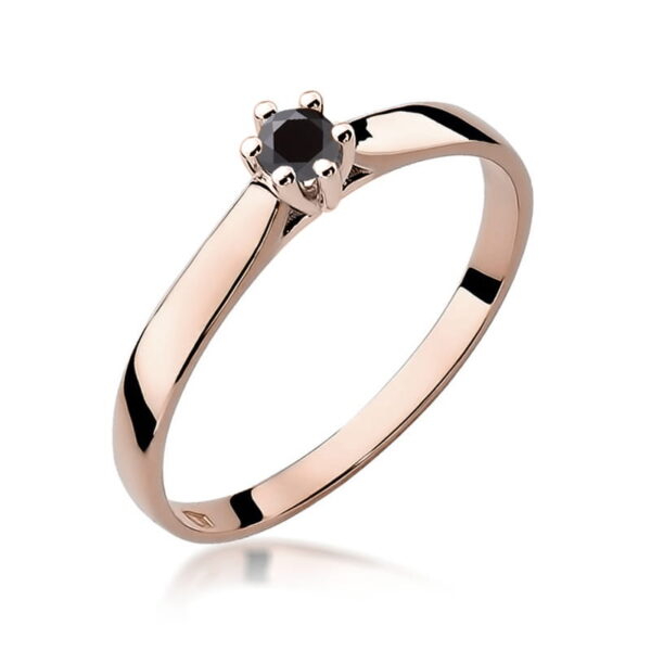 Różowe Złoto Pierścionek z Czarnym Diamentem 0,12 ct