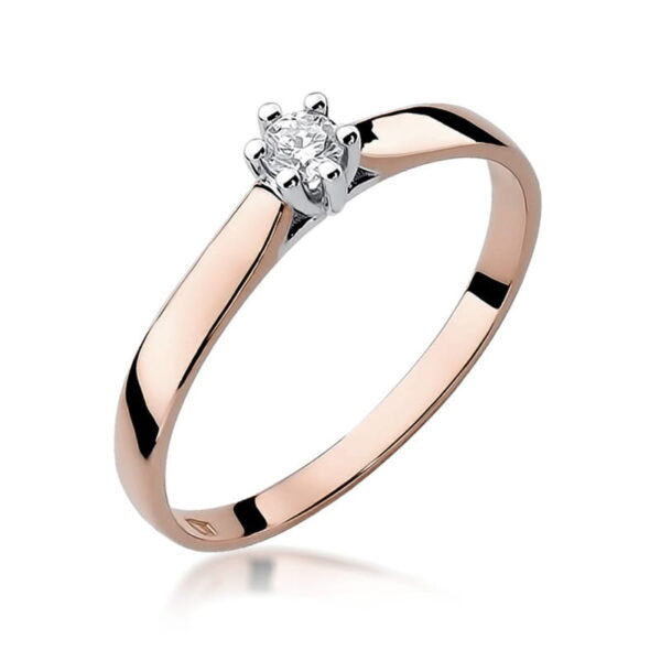 Różowe Złoto Pierścionek z Diamentem 0,08 ct