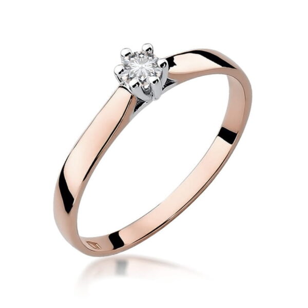 Różowe Złoto Pierścionek z Diamentem 0,12 ct