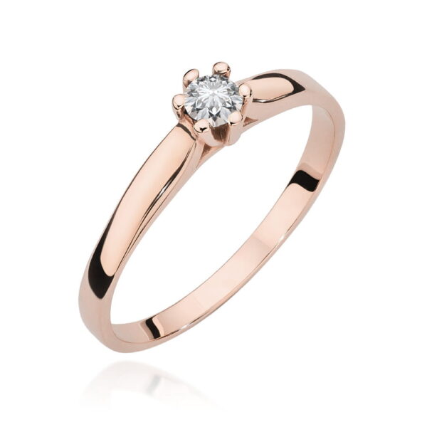 Różowe Złoto Pierścionek z Diamentem 0,15 ct