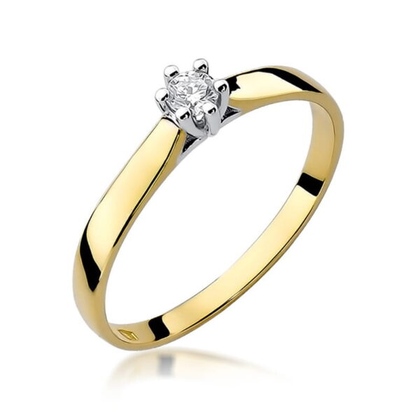 Żółte Złoto Pierścionek z Diamentem 0,10 ct